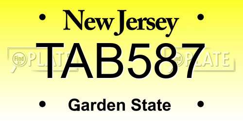 TAB587 New Jersey License Plate