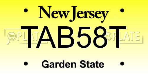 TAB58T New Jersey License Plate
