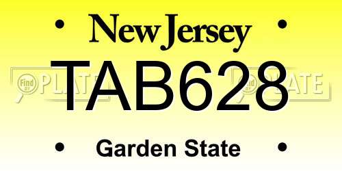 TAB628 New Jersey License Plate
