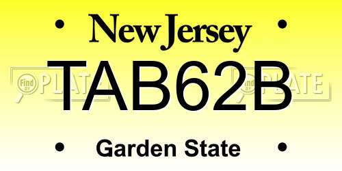 TAB62B New Jersey License Plate