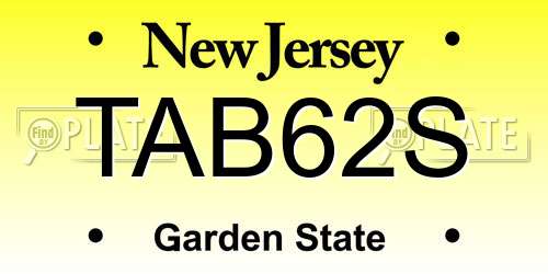 TAB62S New Jersey License Plate