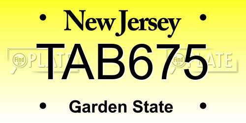 TAB675 New Jersey License Plate