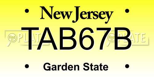 TAB67B New Jersey License Plate