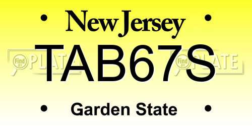 TAB67S New Jersey License Plate