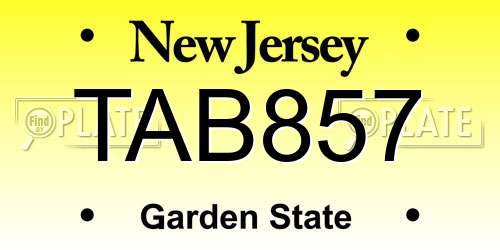 TAB857 New Jersey License Plate