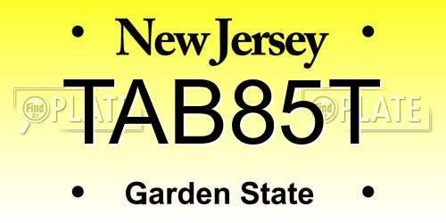 TAB85T New Jersey License Plate