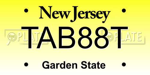 TAB88T New Jersey License Plate