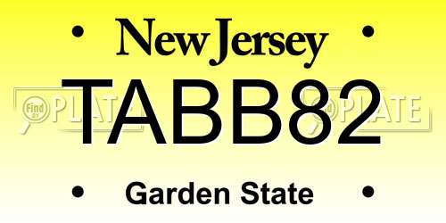 TABB82 New Jersey License Plate