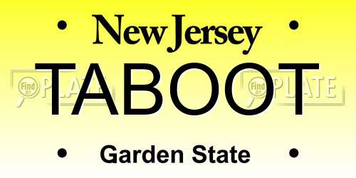 TABOOT New Jersey License Plate