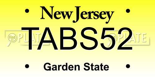TABS52 New Jersey License Plate