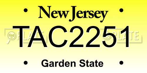 TAC2251 New Jersey License Plate
