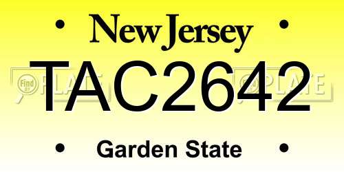 TAC2642 New Jersey License Plate