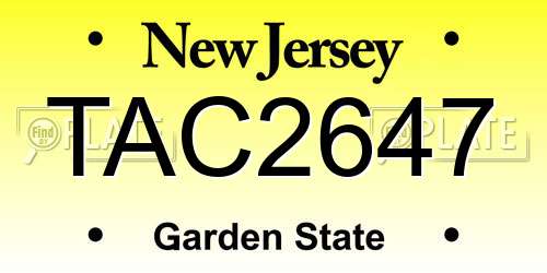 TAC2647 New Jersey License Plate