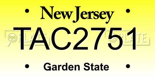 TAC2751 New Jersey License Plate