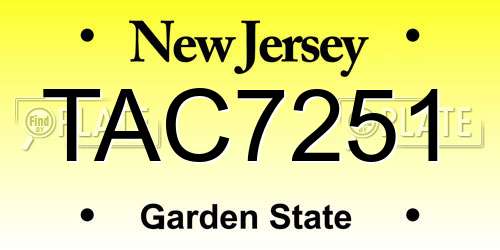 TAC7251 New Jersey License Plate