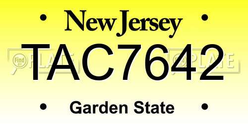 TAC7642 New Jersey License Plate