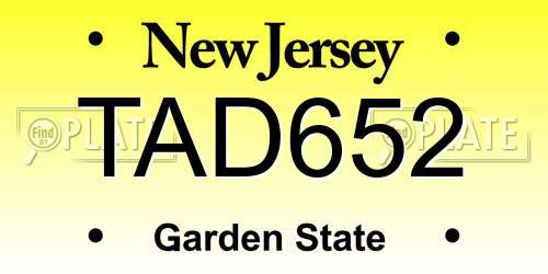 TAD652 New Jersey License Plate