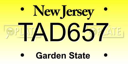 TAD657 New Jersey License Plate