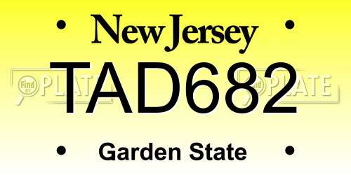 TAD682 New Jersey License Plate