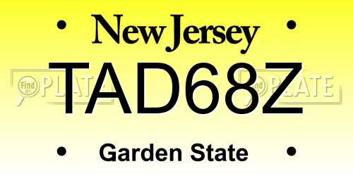 TAD68Z New Jersey License Plate