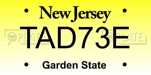 TAD73E New Jersey License Plate