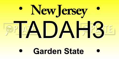 TADAH3 New Jersey License Plate