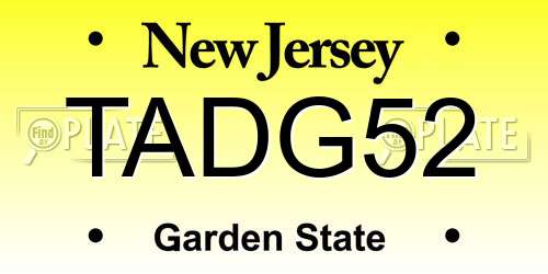TADG52 New Jersey License Plate