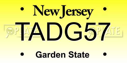 TADG57 New Jersey License Plate