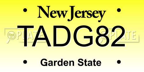 TADG82 New Jersey License Plate