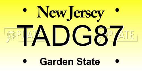 TADG87 New Jersey License Plate