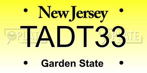 TADT33 New Jersey License Plate