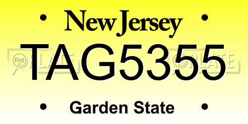 TAG5355 New Jersey License Plate
