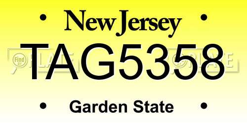 TAG5358 New Jersey License Plate
