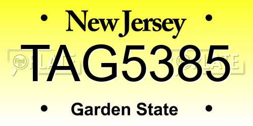 TAG5385 New Jersey License Plate