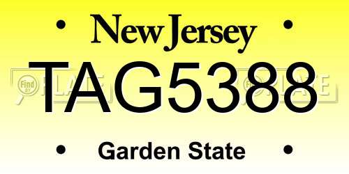 TAG5388 New Jersey License Plate