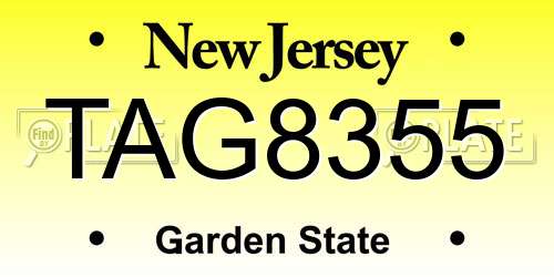 TAG8355 New Jersey License Plate