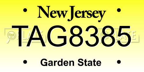 TAG8385 New Jersey License Plate