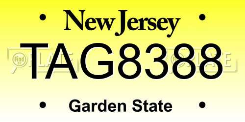 TAG8388 New Jersey License Plate