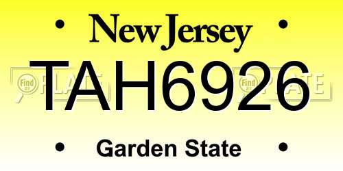 TAH6926 New Jersey License Plate