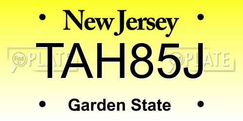 TAH85J New Jersey License Plate