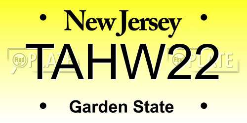 TAHW22 New Jersey License Plate