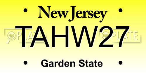 TAHW27 New Jersey License Plate