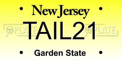 TAIL21 New Jersey License Plate