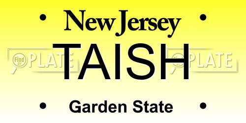 TAISH New Jersey License Plate