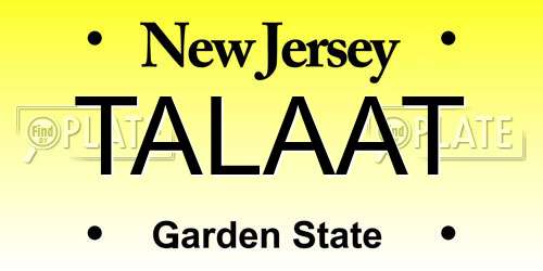 TALAAT New Jersey License Plate