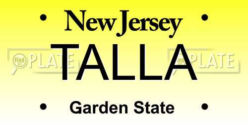 TALLA New Jersey License Plate