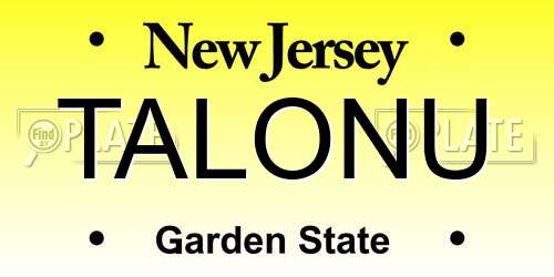TALONU New Jersey License Plate