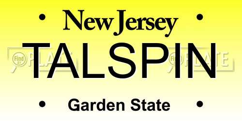 TALSPIN New Jersey License Plate
