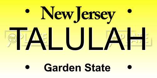 TALULAH New Jersey License Plate