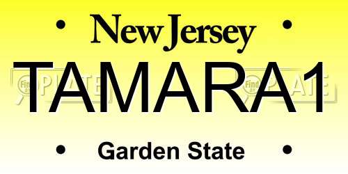 TAMARA1 New Jersey License Plate